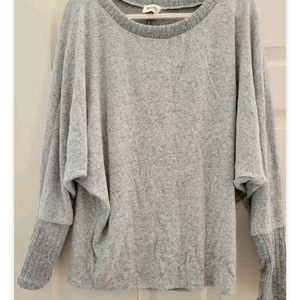 2 tone gray brushed knit off shoulder sweater. Nwot.